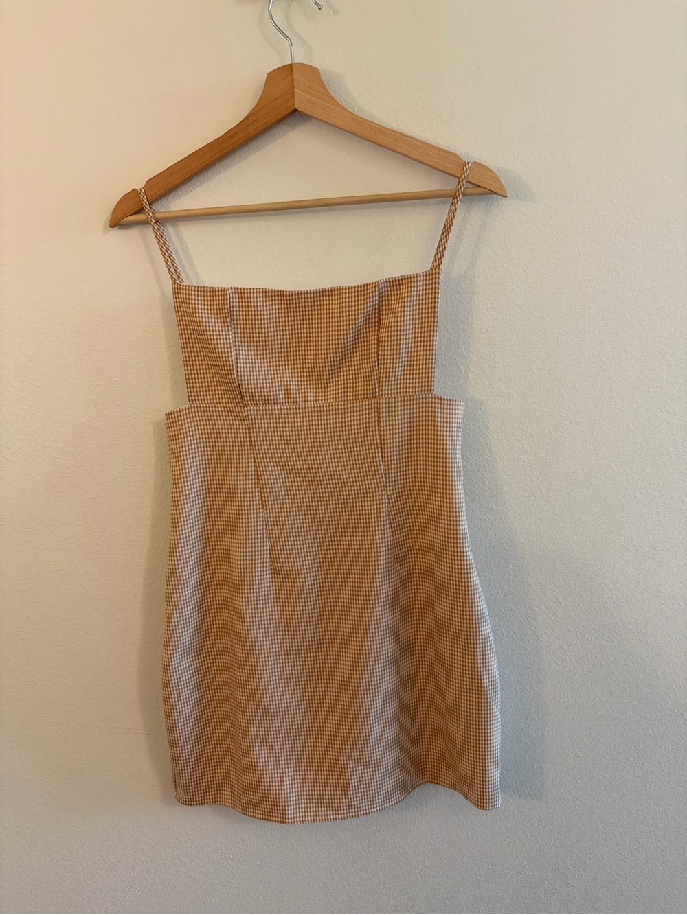 Lucy in the Sky Tan Gingham Mini Dress